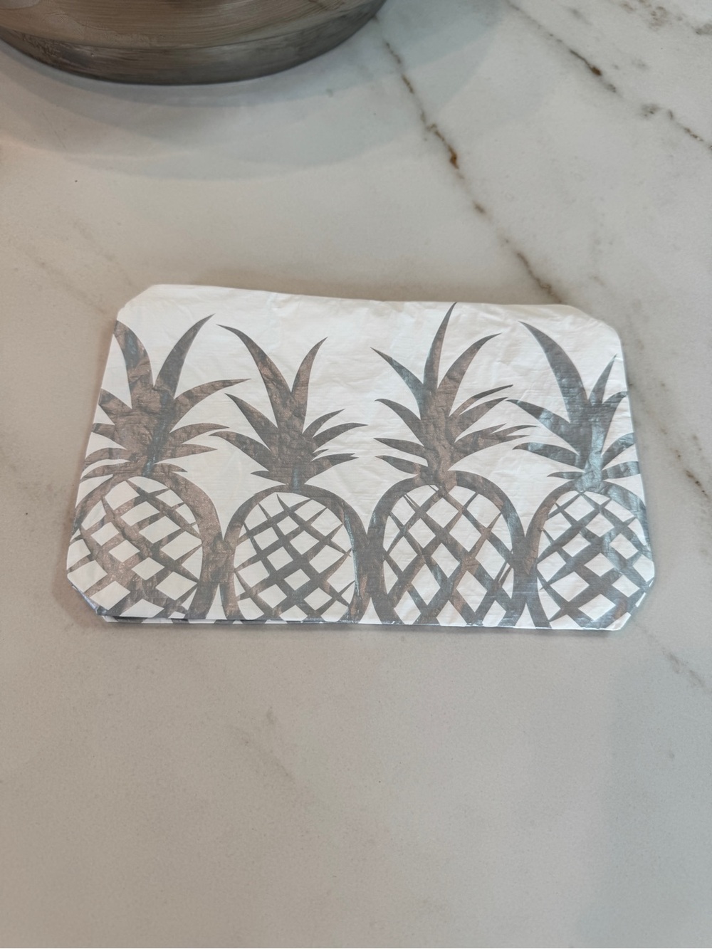 ALOHA Collection White Pouch with Silver Pineapple Print - Picture 6 of 9